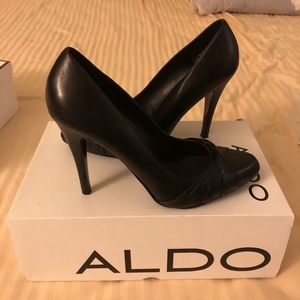 All black genuine leather Aldo’s heels